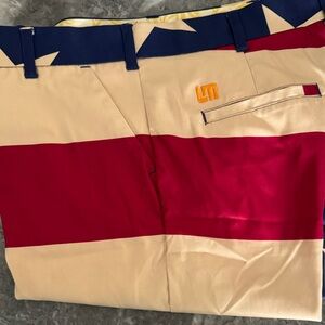Loudmouth Old Glory American Flag Men's Athletic Shorts in Red, Blue, and Beige